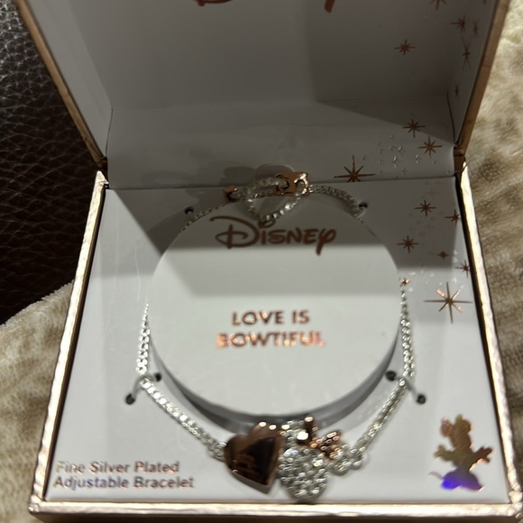 New! Disney Bracelet, Fine Silver Plated Adjustable “Love is Bowtiful” Bracelet - Picture 6 of 6